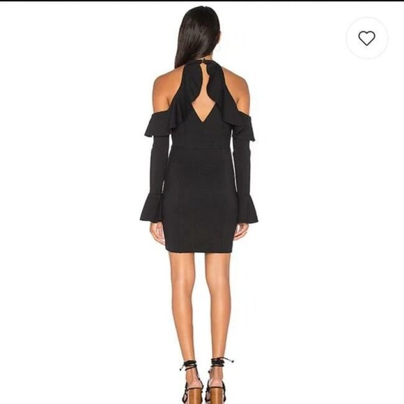 Free People Sweet Talk Black‎ Cold Shoulder Mini Dress Long Sleeve Sz XS - Picture 2 of 7